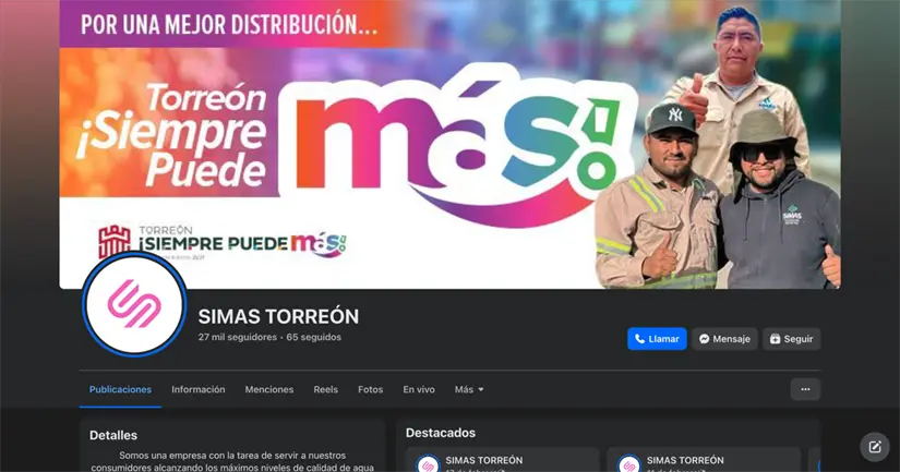 Reporta la falta de agua a los canales oficiales de Simas Torreón. Foto: captura de pantalla.