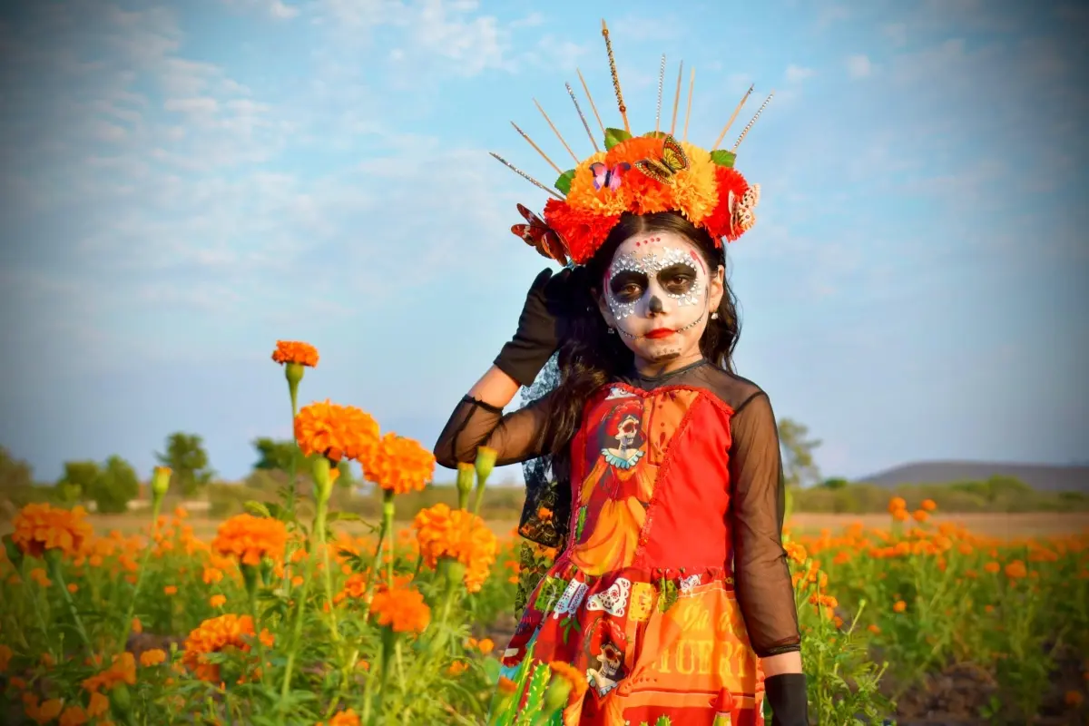 El campo de cempasúchil guamuchitense se llenó de alegría y colores este viernes. Foto: Cortesía