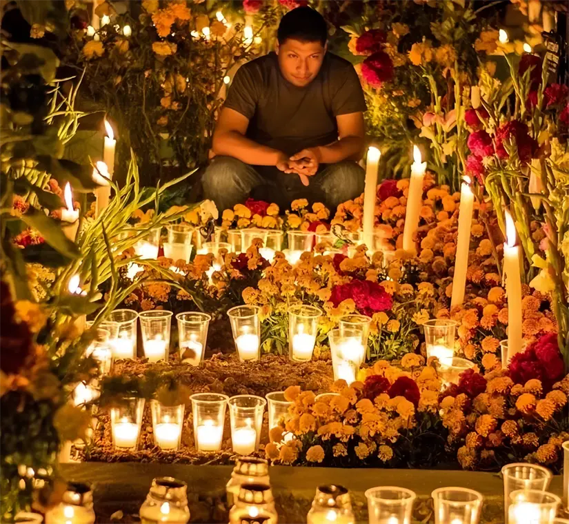 Visitar los panteones es una de las actividades importantes durante el Día de Muertos en Capulálpam. Foto: Cortesía.