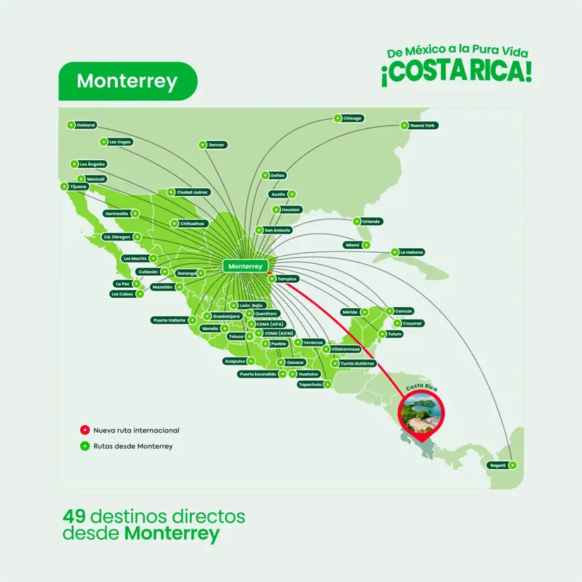 49 destinos directos a Monterrey. Foto: Cortesìa