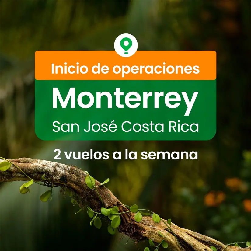 Frecuencia del vuelo de Monterrey-San José, Costa Rica. Foto: Cortesía