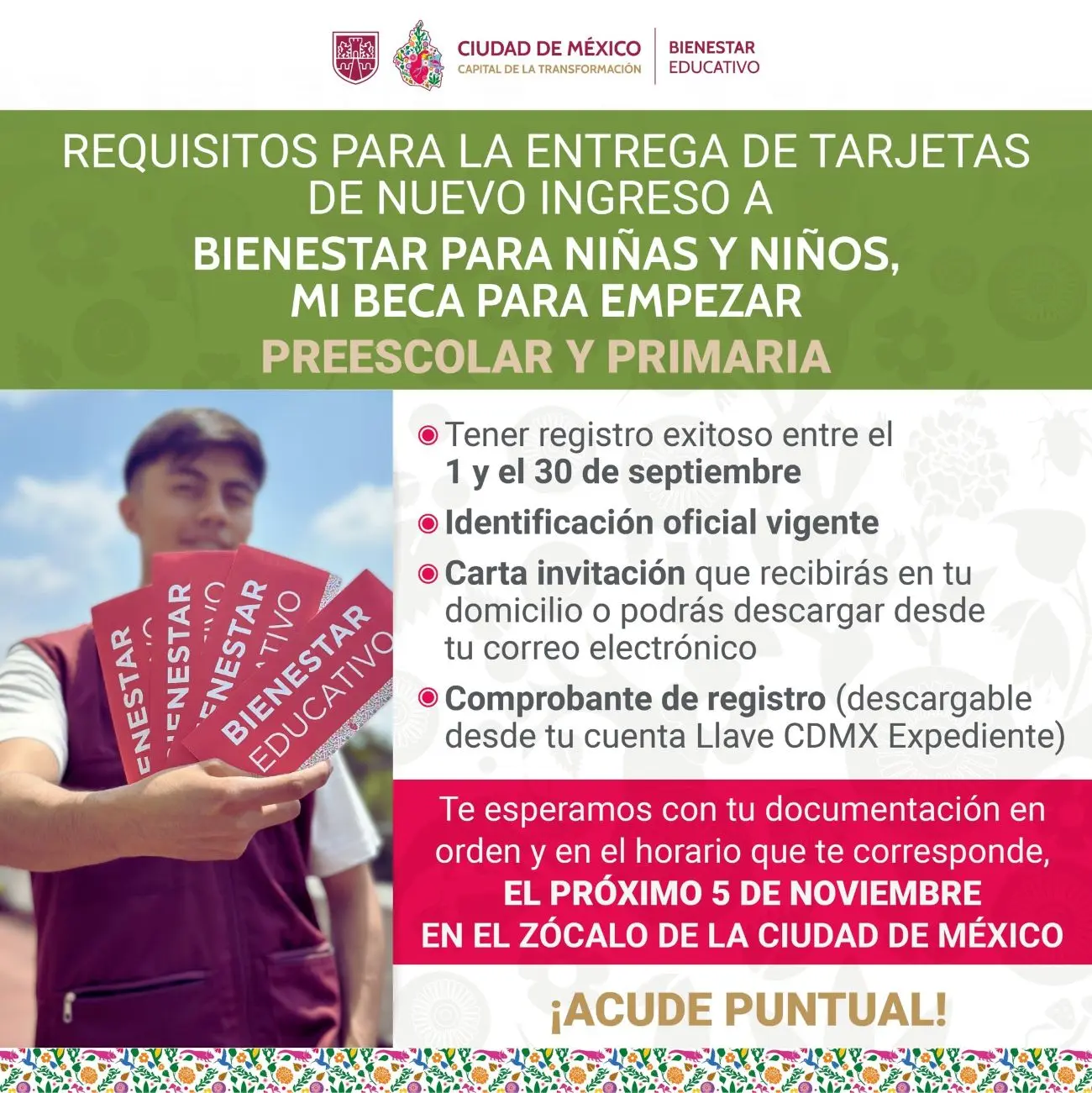 Requisitos y documentos para recoger la tarjeta de Mi Beca para Empezar. Foto: Cortesía