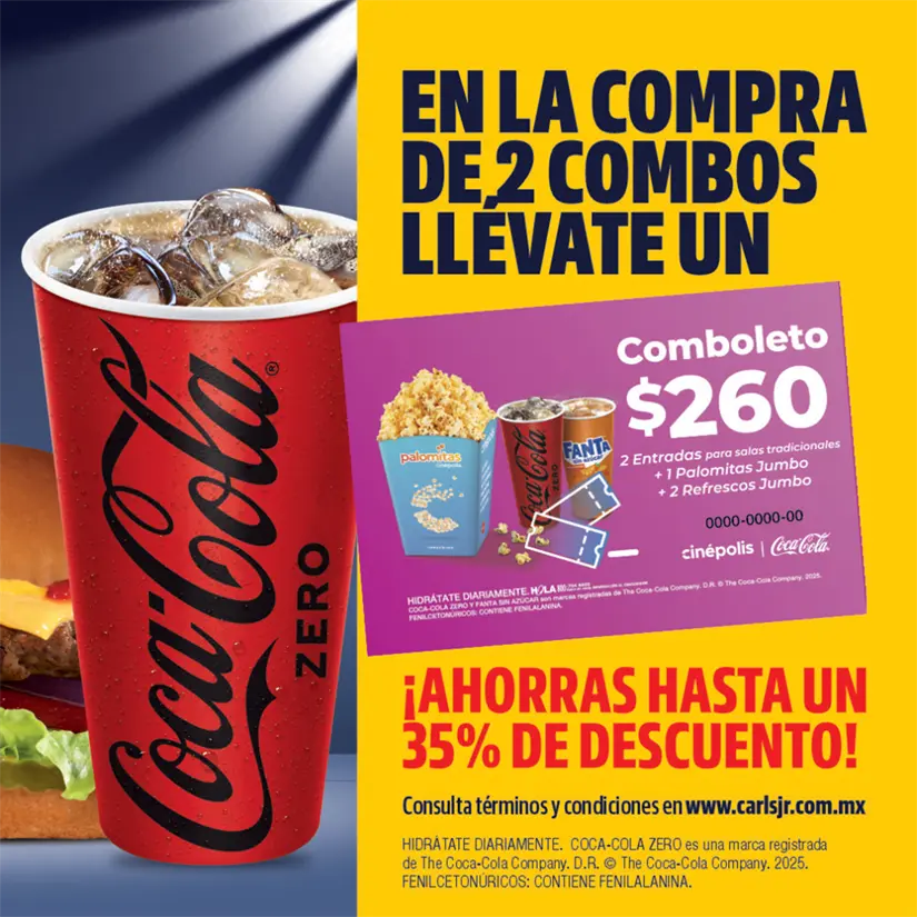 De está manera podrás adquirir tus boletos gratis que Carl´s te regala. Foto: Cortesía.