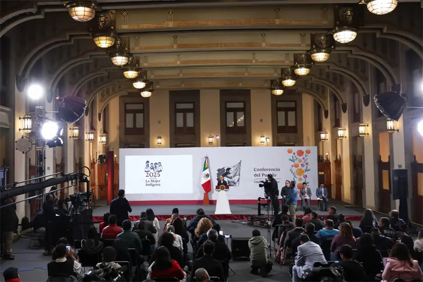 Claudia Sheinbaum durante La Mañanera de este miércoles 5 de noviembre del 2025.