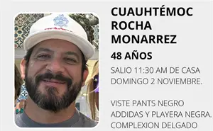 Piden ayuda para encontrar a Cuauhtémoc Rocha, desaparecido en Culiacán el 2 de noviembre