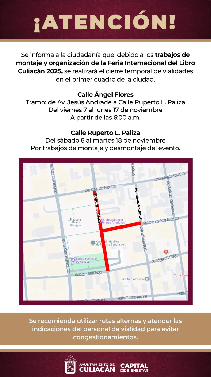Calles cerradas en Culiacán