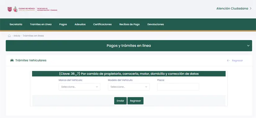 Consulta tu formato de pago en el sitio web de Trámites Vehiculares de la Secretaría de Administración y Finanzas. Foto: Cortesía.