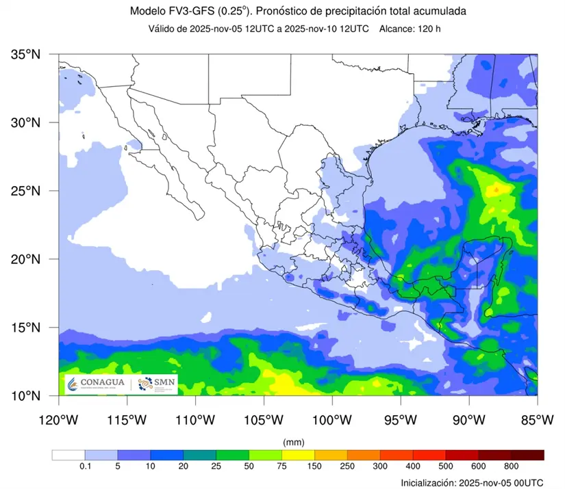 Temperaturas mínimas por debajo de los 0 grados en varios estados. Imagen: Conagua