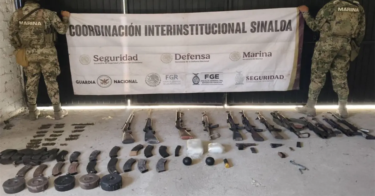 Operativo en Escuinapa deja arsenal y artefactos explosivos asegurados