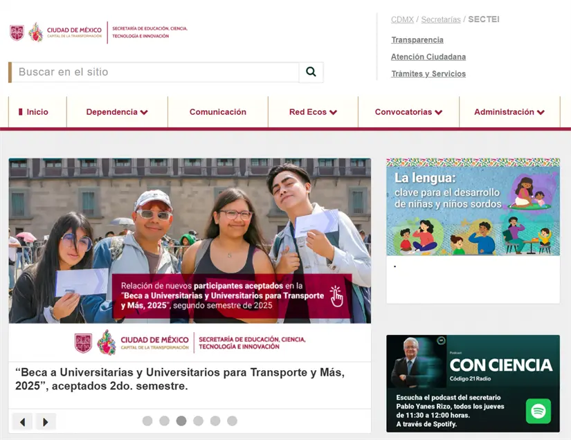 La página web de la sectei es la encargada de publicara los resultados de la Beca Transporte CDMX. Foto: Cortesía.