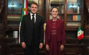 Claudia Sheinbaum recibe a Emmanuel Macron en Palacio Nacional
