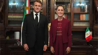 Claudia Sheinbaum recibe a Emmanuel Macron en Palacio Nacional