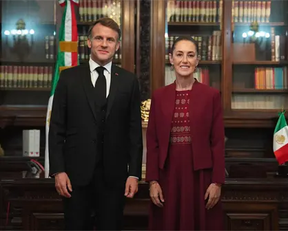 Claudia Sheinbaum recibe a Emmanuel Macron en Palacio Nacional