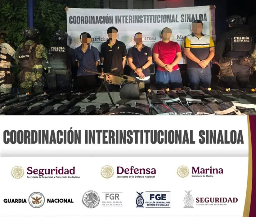 Fuerzas de seguridad de los tres niveles de gobierno realizaron un operativo en Culiacán donde se incautaron 25 explosivos, 20 armas largas y más de mil cartuchos.