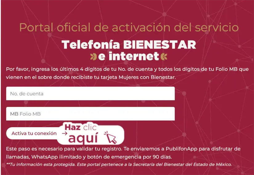 Ejemplo de activación del servicio. Foto: Cortesía