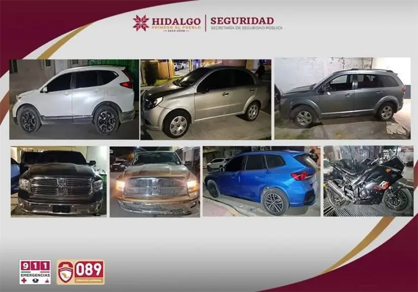 También aseguraron vehículos, varios de ellos con reporte de robo. Foto: Cortesía