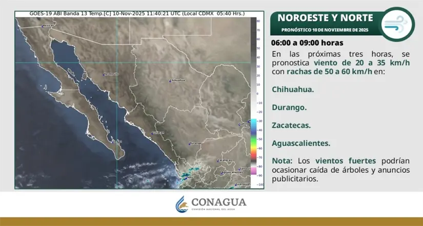 Clima en Baja California hoy lunes. Imagen: Conagua