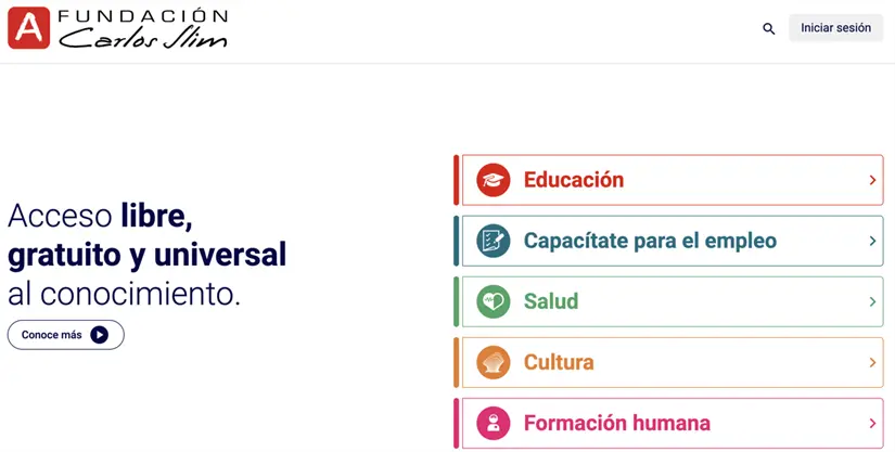 Portada principal de la plataforma Aprende. Fuente: https://aprende.org/