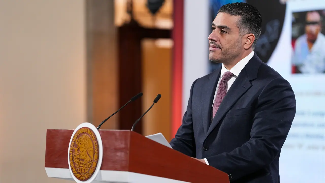 Omar García Harfuch, durante su informe de seguridad de este martes 11 de noviembre del 2025-