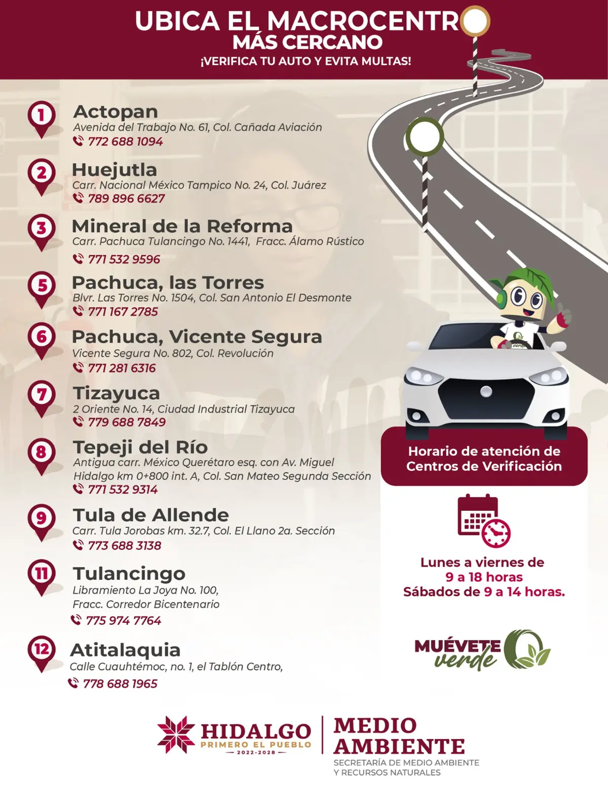 Centros de verificación en Hidalgo. Foto: cortesía.