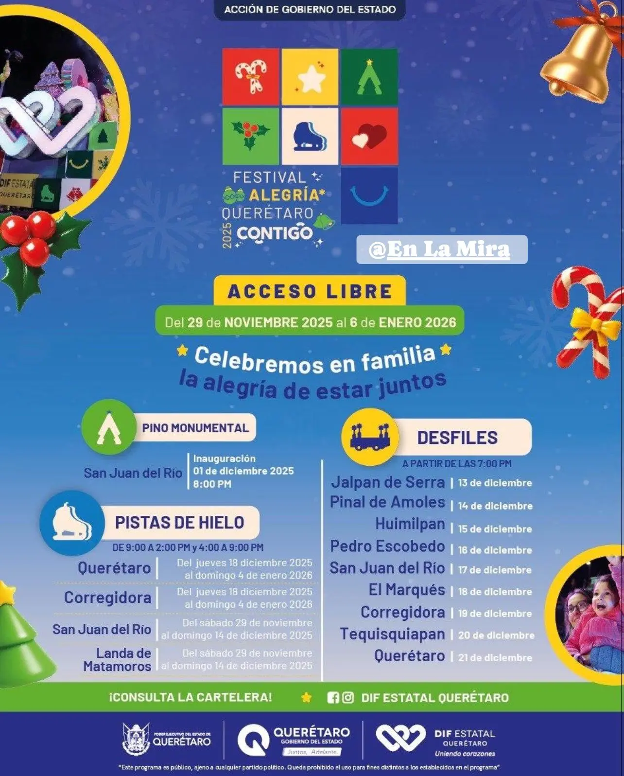 Municipios de Querétaro que tendrán desfile navideño Alegría 2025 y fechas. Foto: Cortesía