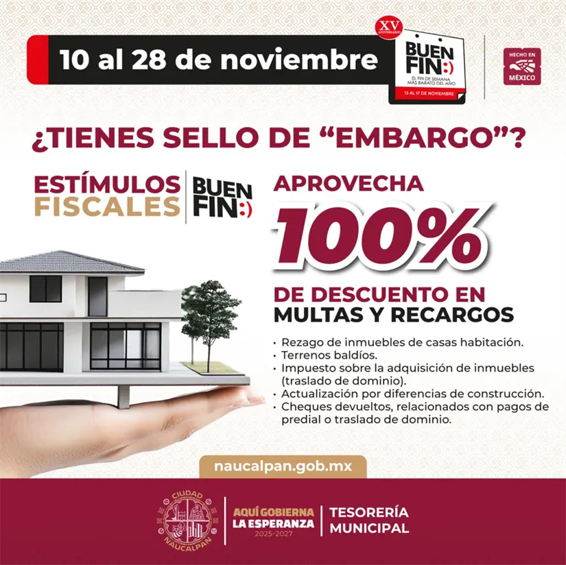 Descuentos del Gobierno Municipal de Naucalpan por el Buen Fin 2025. Foto: Cortesía.