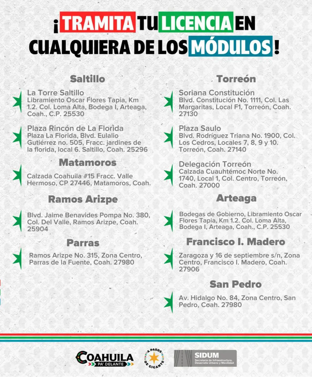 Tramita tu licencia de conducir en los siguientes módulos en Coahuila. Foto: cortesía.