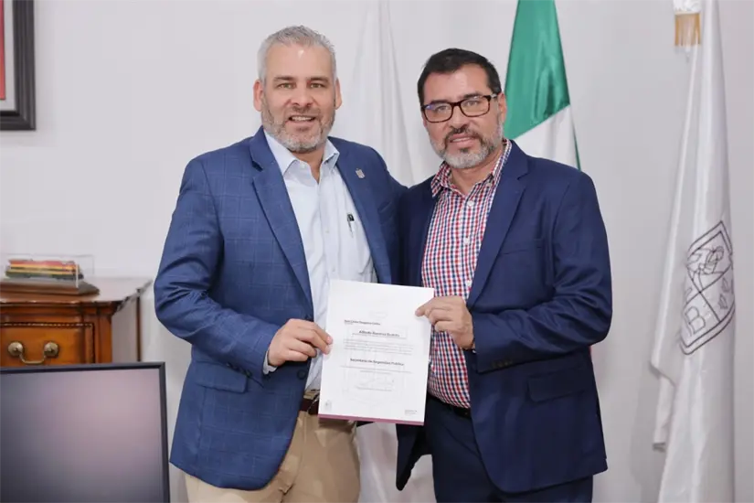 Oseguera Cortés en su nombramiento como titular de la SSP de Michoacán. Foto: Cortesía