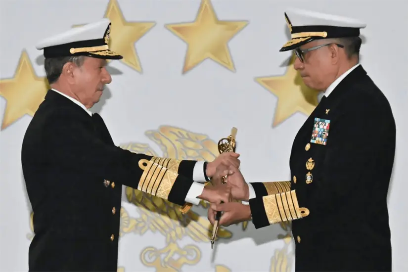 Raymundo Morales en su toma de protesta como titular de la Semar. Foto: Cortesía
