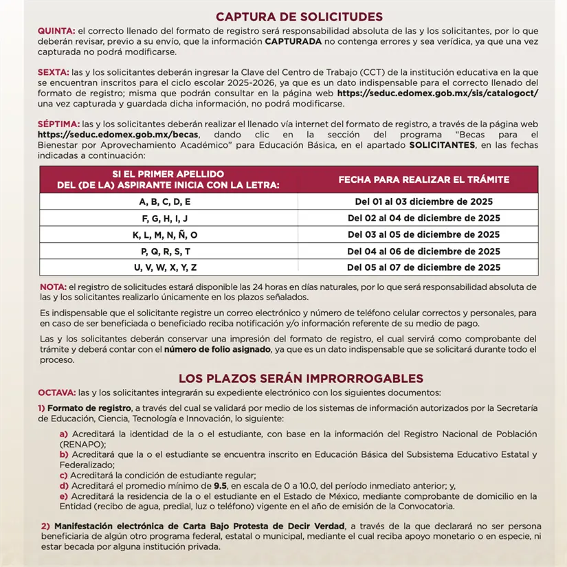 Convocatoria para Beca de Aprovechamiento 2025-2026, captura de solicitudes. Foto: cortesía.