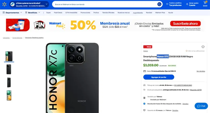 El Honor X7c tiene una rebaja que no querrás desaprovechar en Walmart.