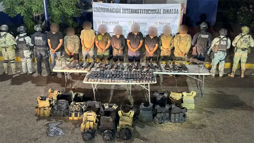 Operativo en Culiacán detienen a 9 civiles armados y hallan 5 fallecidos tras enfrentamiento en El Guasimal