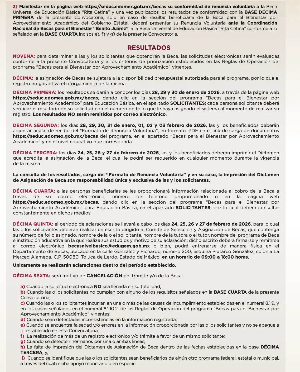 Convocatoria para Beca de Aprovechamiento 2025-2026, resultados. Foto: cortesía.