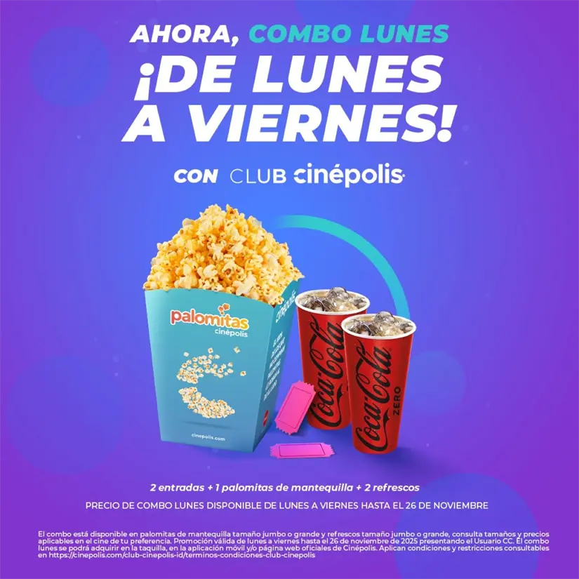 Qué incluye el Combo Lunes de Cinépolis y cuánto cuesta. Foto: Cortesía