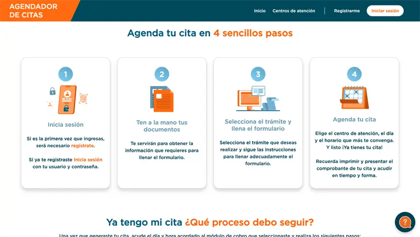 Plataforma de la Secretaría de la Hacienda Pública para realizar citas, pasos. Foto: captura de pantalla.