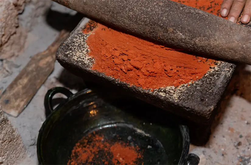 El pinole oaxaqueño toma un color rojizo. Foto: cortesía.