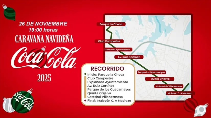 Recorrido de la Caravana Coca Cola en Villahermosa. Foto: Cortesía