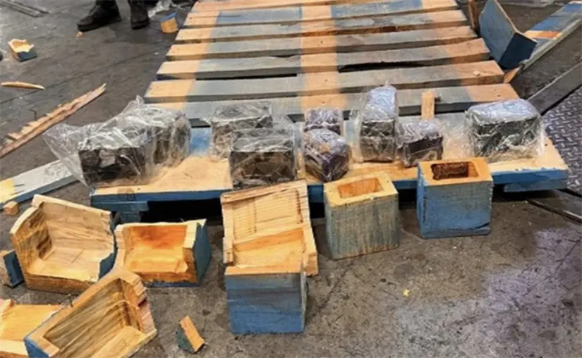 La metanfetamina fue hallada al revisar las instalaciones de una paquetería en la Aduana del Aeropuerto de Guadalajara. Foto: SSPC