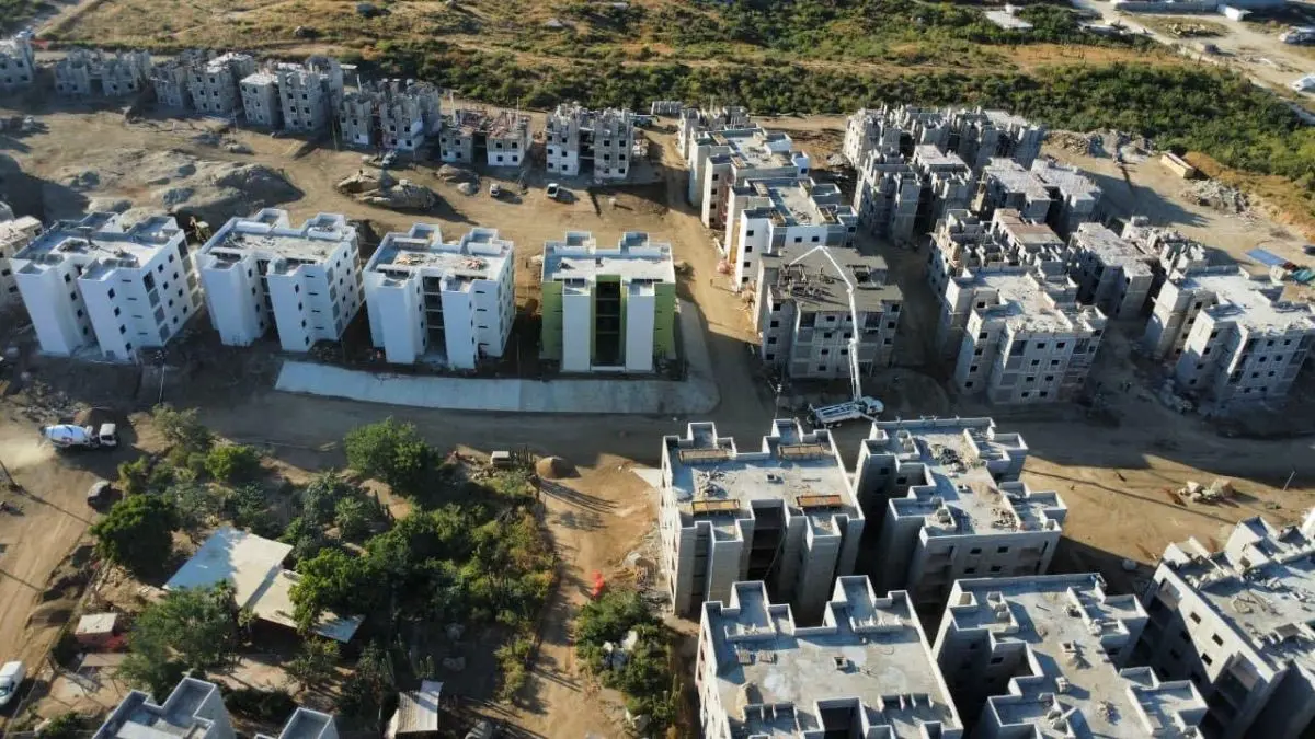 Primeras Viviendas del Bienestar en Baja California Sur, en fase final de construcción. Foto: Cortesía