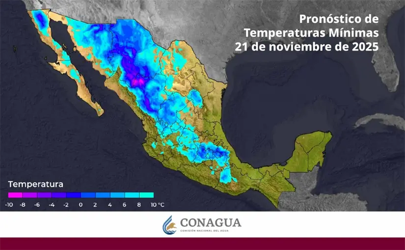 Se prevén bajas temperaturas en gran parte del noroeste del país. Imagen: Conagua
