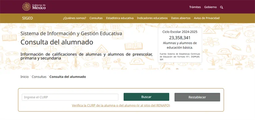 Consulta las calificaciones en el portal de SIGED de la SEP. Foto: Cortesía.