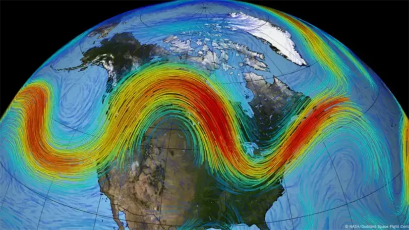 El vórtice polar se origina en el Ártico y luego se desplaza hacia zonas más cálidas del hemisferio norte. Imagen: NASA