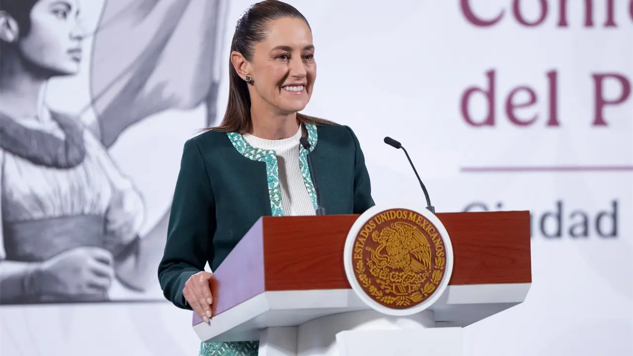 Claudia Sheinbaum durante La Mañanera del Pueblo de este miércoles 26 de noviembre.