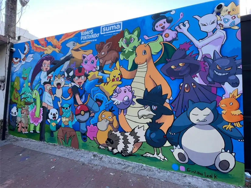 El Pokémural es obra del artista urbano Gustavo Leal con la ayuda de otros artistas emergentes. Fotos: Lino Ceballos.