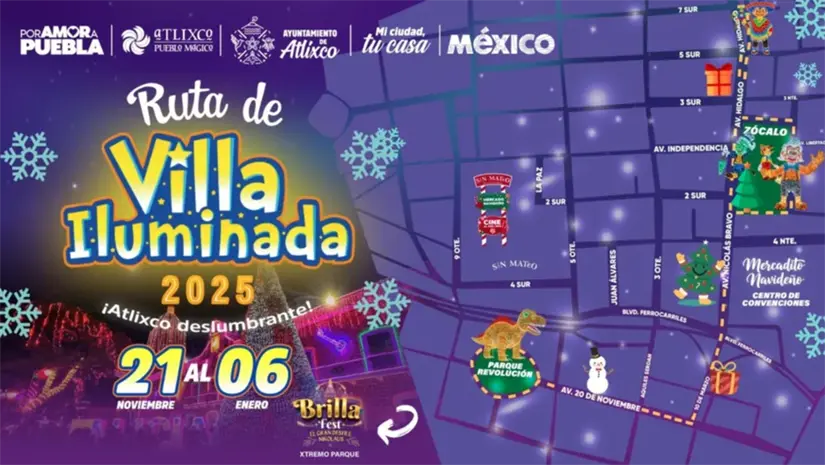 Ruta de la Villa Iluminada de Atlixco 2025. Foto: cortesía.