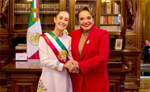 Sheinbaum recibe a Xiomara Castro, Presidenta de Honduras, en Palacio Nacional