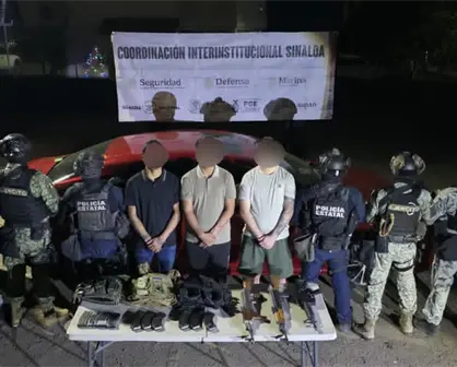 Detienen a tres hombres armados en Valle Alto, Culiacán; aseguran fusiles y municiones