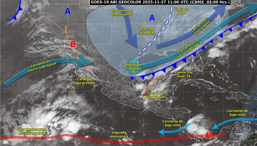 Bajas temperaturas en gran parte del país este jueves. Imagen: Conagua