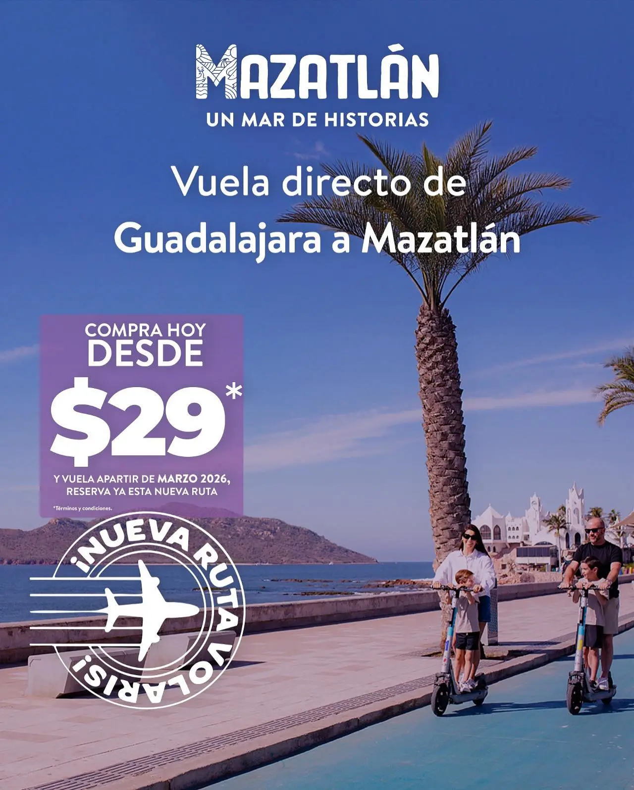 Los boletos para la nueva ruta Guadalajara–Mazatlán, ya están disponibles. Foto: Cortesía