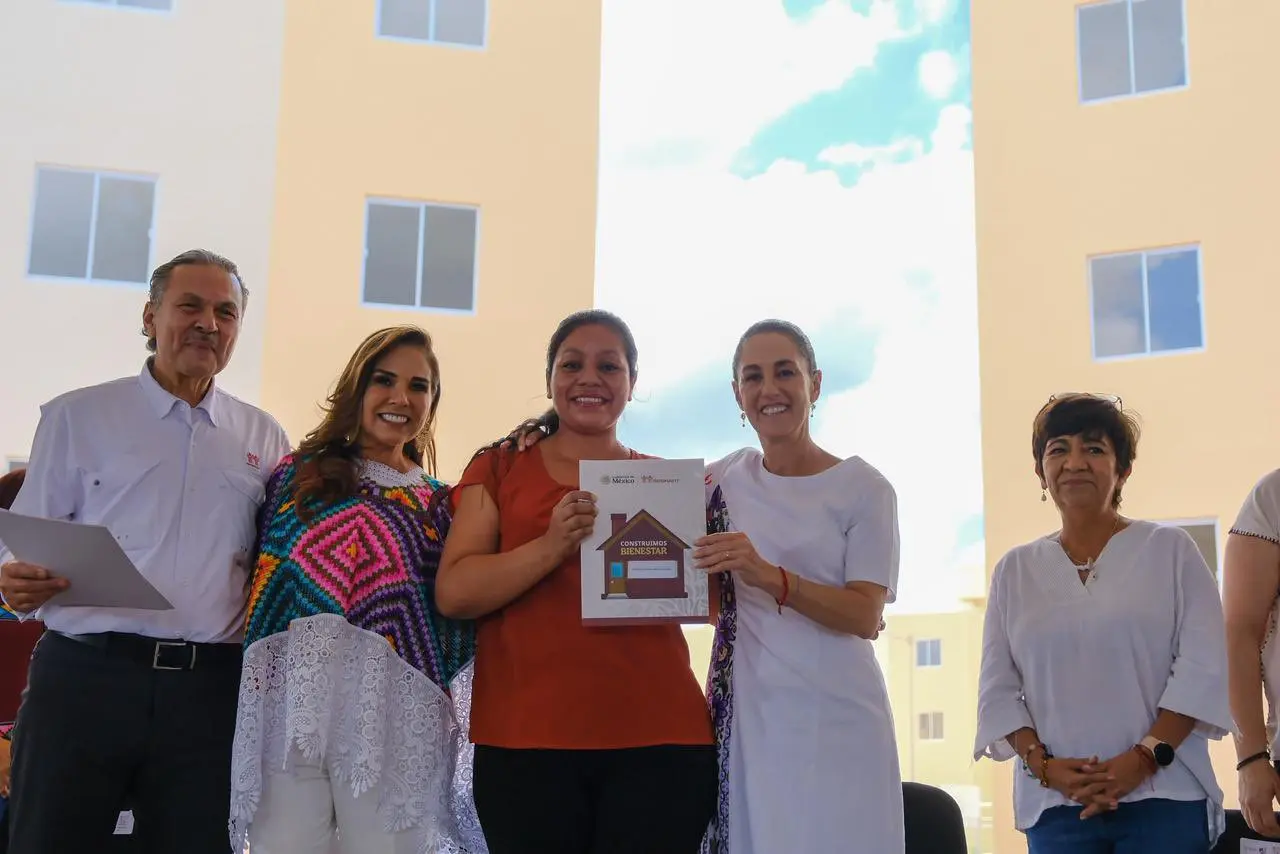 Sheinbaum visitó Quintana Roo para supervisar el Programa de Vivienda del Bienestar. Foto: Gob. de México
